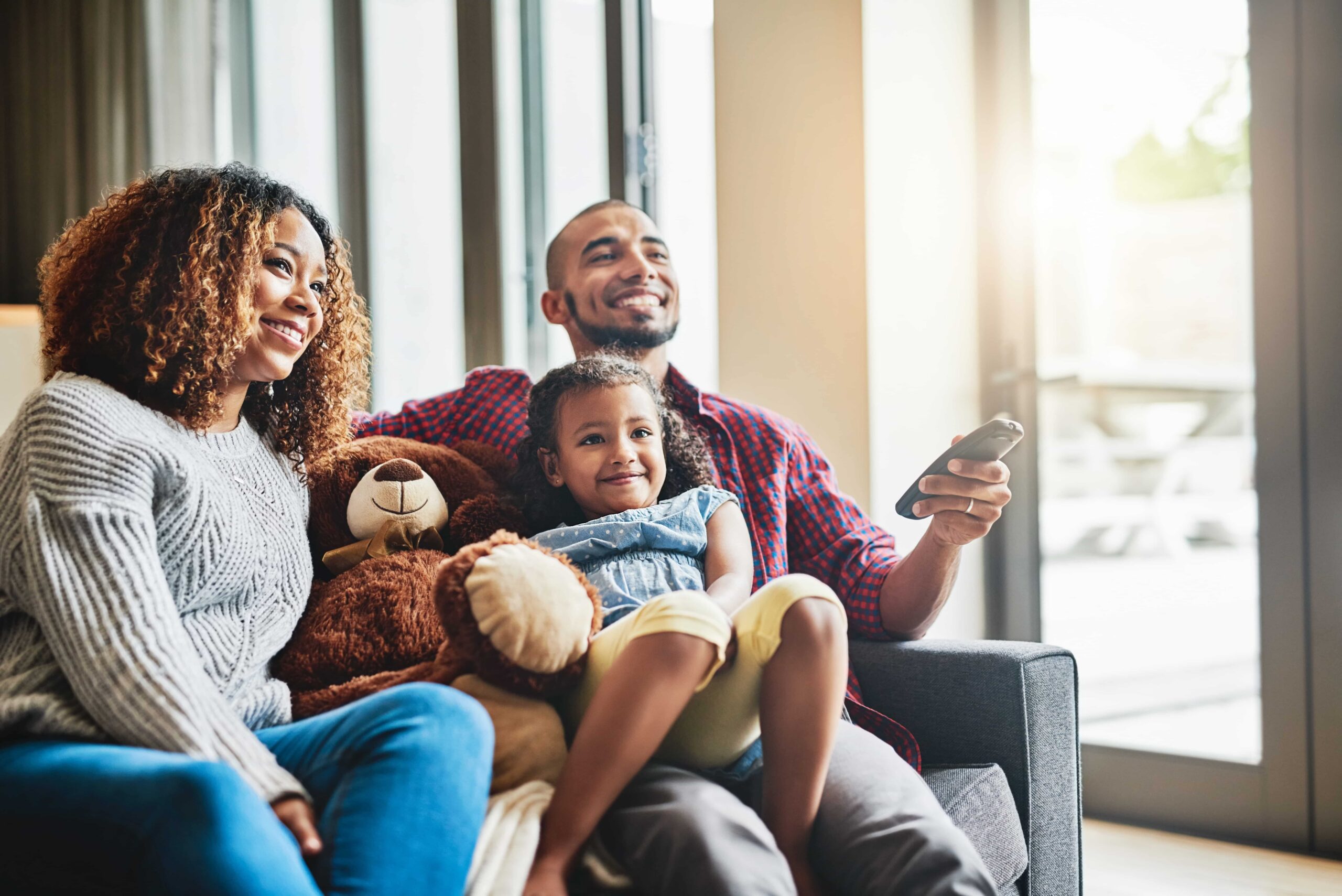 family watching a show